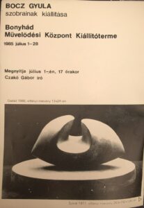 Bocz Gyula egyéni kiállítások - Bonyhád 1985