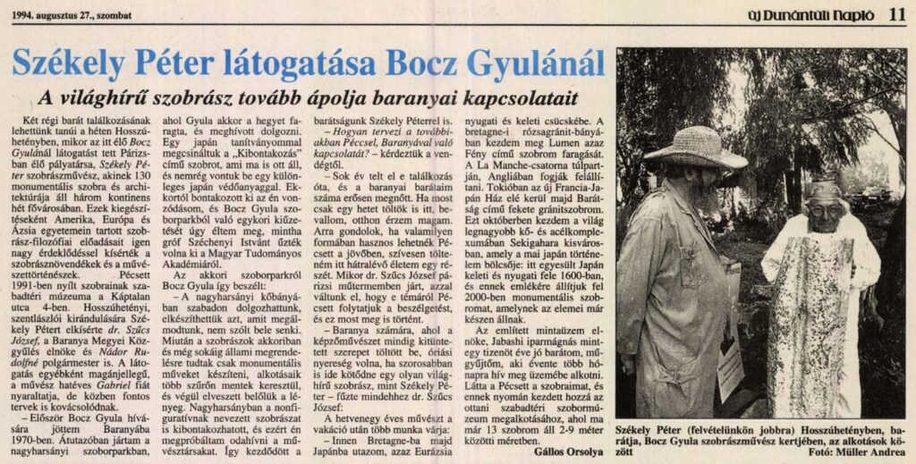 Bocz Gyula | Új Dunántúli Napló 1994-08-27