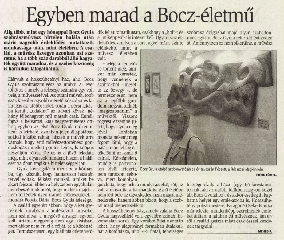 Bocz Gyula | Új Dunántúli Napló 2003-08-15