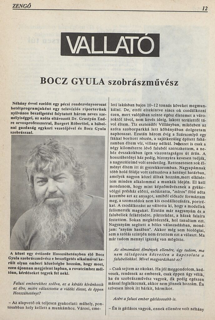 Bocz Gyula | Zengő 1991-02