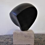 Gyula Bocz - Sculpture, obsidian on marble pedestal